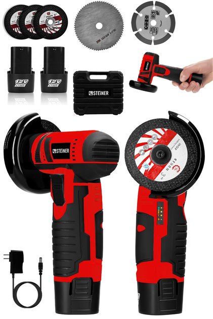 12V 2 Ah Çift Akülü Mini Avuç İçi Spirali ve Şarjlı Avuç Taşlama Makinesi Kırmızı
