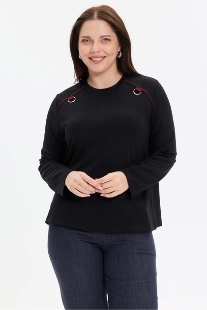 Basic Women's Blouse with Metal Ring Detail