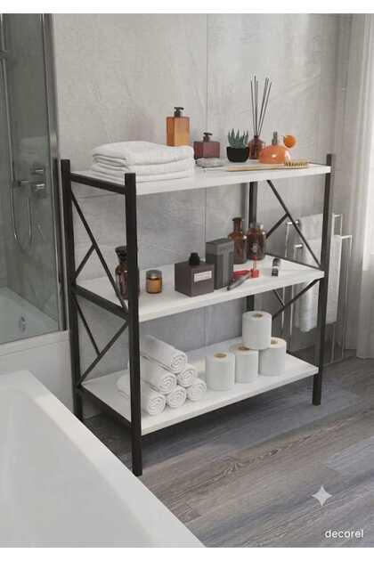 Vela Bathroom Organizer Bathroom Cabinet Multi-Purpose Cabinet 3-Tier Metal Organizer White