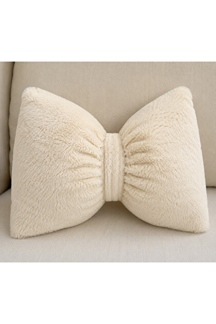 Dedse Plush Bowknot Pillow Decorative Furry Throw Pillow for Sofa and Bedroom