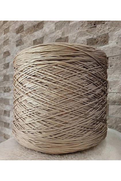Πολυεστέρας Μακραμέ 1ης Ποιότητας 3mm Νήμα για Τσάντες-Αξεσουάρ (250γρ) Χρώμα-σαμπανί χρυσό