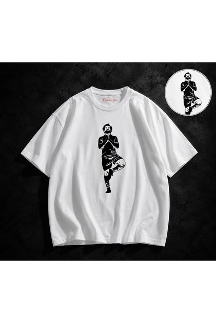 Mohammed Salah m Salah Printed Oversize Unisex White T-Shirt