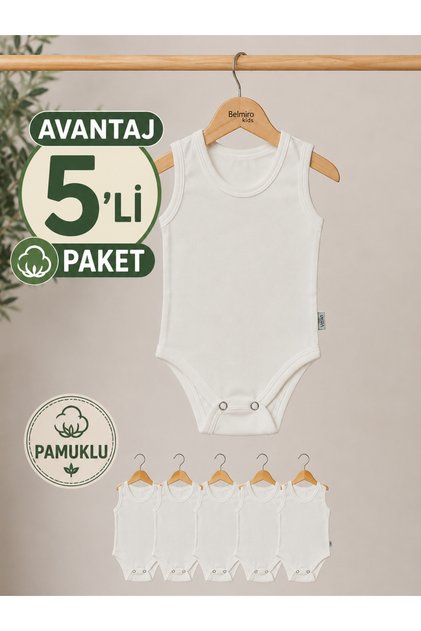 5-Pack Economical Cotton Snap-On Baby Bodysuit Undershirt for Girls and Boys