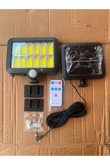Uzaktan Kumandalı Paneli Ayrılabilir 120 COB LED 3 Fonksiyonlu Solar Bahçe Duvar Lambası Hareket Sensörlü Dış Mekan Aydınlatma