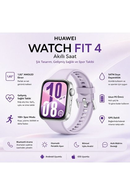 Watch Fit 4 (Huawei Türkiye Garantili) - Mor