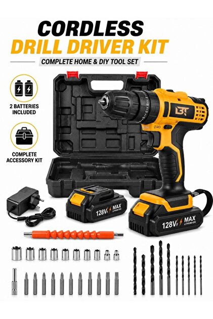 BT Cordless Drill Driver Kit with 2 Rechargeable Batteries.Hammer & Drill Modes, 20+1 Torque Setting