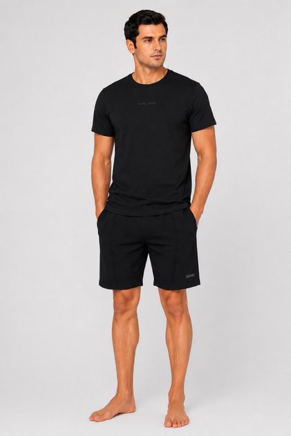 Premium Men's Large Size Logo 100% Cotton Comfortable Fit Short Sleeve Shorts Pajama Set