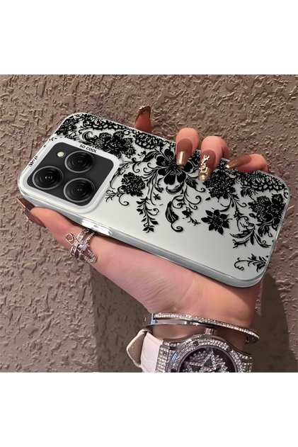 Elegant Black Lace Flower Pattern Case for Tecno Spark 20 Pro 4G/5G Compatible High Quality Case