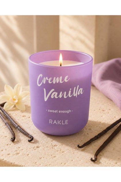 Creme Vanilla Vanilya Kokulu Lila Cam Mum – Dekoratif Kutulu 175 gr