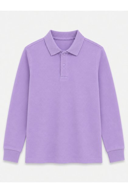 Lilac Long Sleeve Polo Collar Lakos School T-Shirt R.O.Z.K.U.U.Lt.E.L.T.