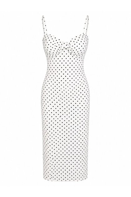 White Strappy Polka Dot Dress - 2Y5091