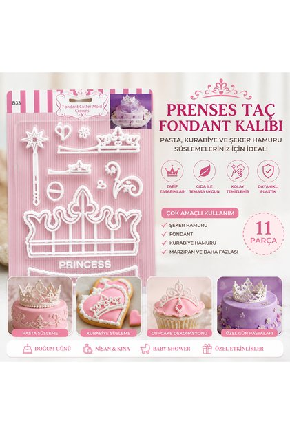 Princess Themed & Crown Themed 2-Piece Cookie and Fondant Mold – Cake Decorating Cutter Set