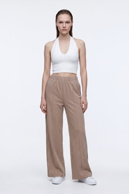 Elastic Waist Striped Trousers