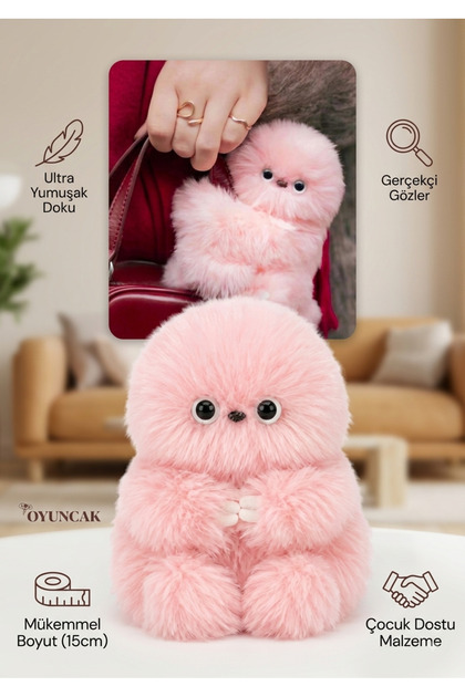 Pembe Mirumi Akıllı Peluş Robot Oyuncak - Ses Algılayan Dokunmaya Duyarlı Çantaya Tutunan İnteraktif Peluş