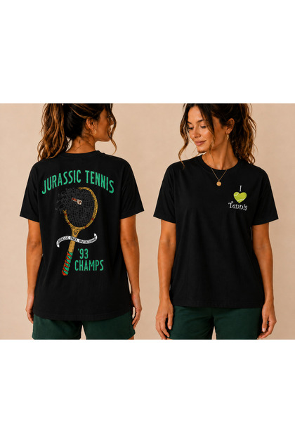 Unisex Oversize Tennis Printed T-Shirt 100% Cotton Tennis Themed Comfortable Fit Short Sleeve T-Shirt