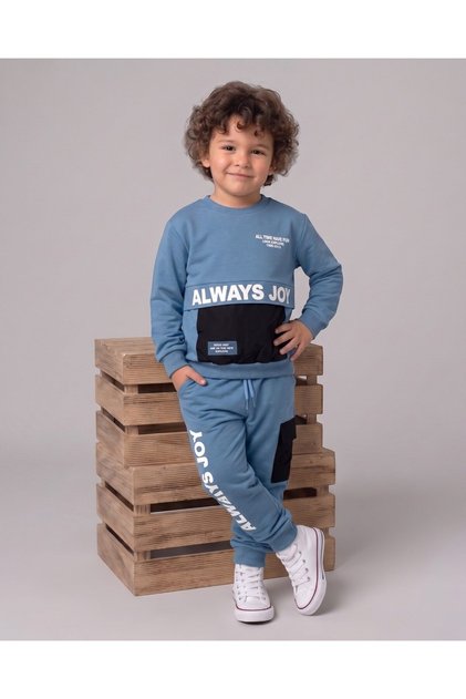 Boy's Seasonal Compact Cotton 2-3-4-5-6 Years Old Top and Bottom Tracksuit Set