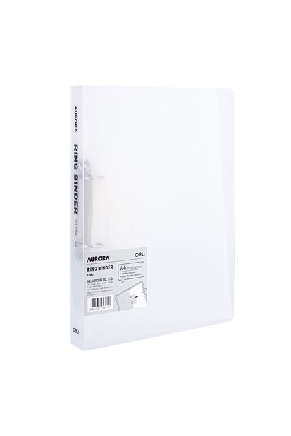 Caiet mecanic a4 2 inele 15mm/20mm coperta flexibila alb translucid deli