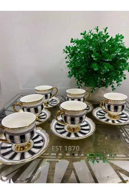 Porcelain Gilded Douglas 6-Piece Coffee Cup 90 Cc