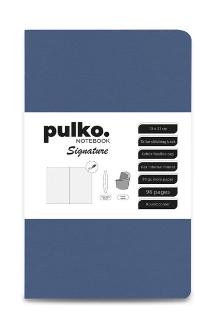 Signature Notepad, Tailor Stitching, 90Gr. Ivory, Plain, (0750), 130X210Mm / (96 Sheets) - Denim Blue