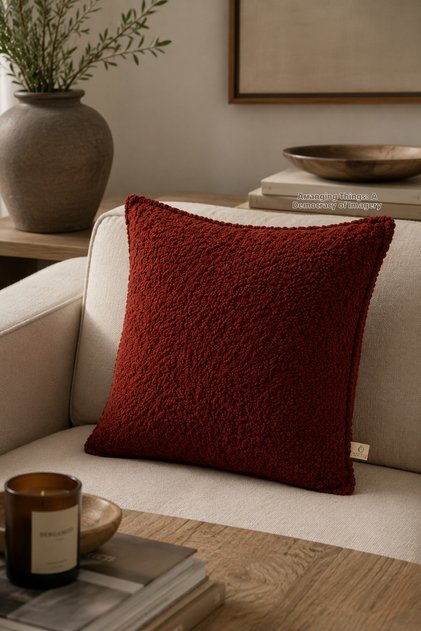 Teddy Bordo Kirlent Cover (45X45)