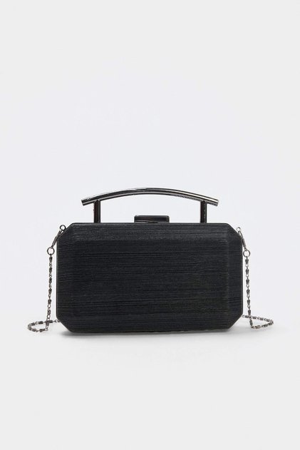Geantă neagră tip portofoliu și clutch pentru femei TAKAW27PY00009