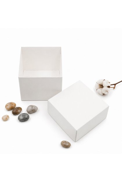 10x10x10 cm Beyaz Kapaklı Bristol Kutu Hediye Kutusu 5 Adet