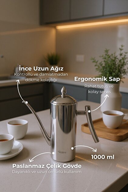 Taşev Bambum Zed Çok Amaçlı Çelik Demlik Yağlık Yağdanlık 1000ml