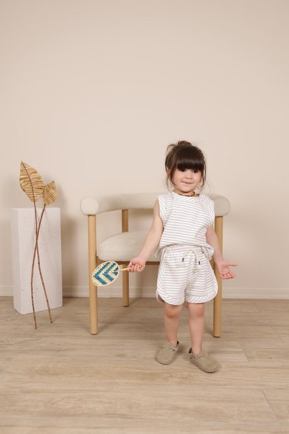 Indigo Striped Tank Top Shorts Set