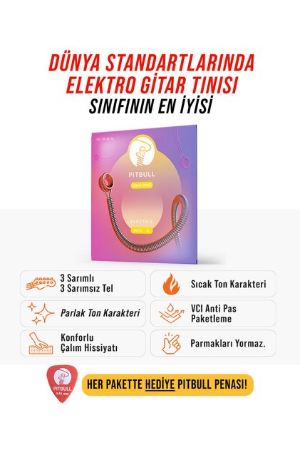 Pitbull Strings Venüs Seri Elektro Gitar Takım Teli VEG 10-46 L Light Nikel Alaşım