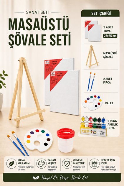 Resim Tuval Seti, Tual Başlangıç Seti, Okul Ressam Çocuk şövale şövalye Set