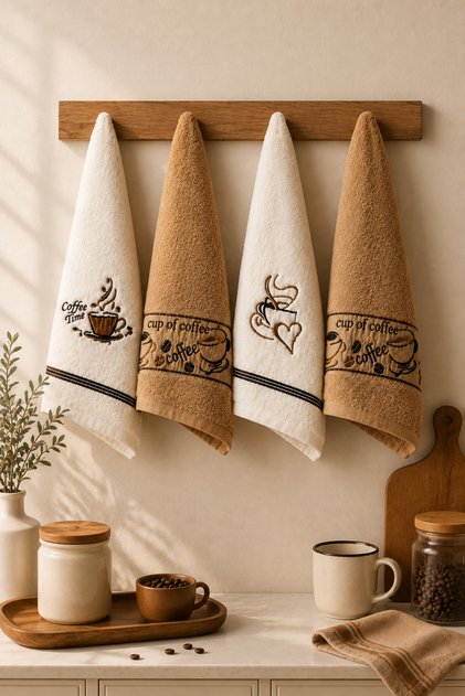 4-Piece Kitchen Towels – 100% Cotton – 40X60 - Embroidered