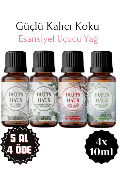 Dörtlü Set Saf Esansiyel Uçucu Yağ Buhurdanlık Yağı Difüzör Esansı Aromaterapi 4x10ml