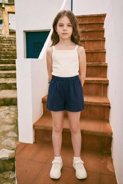 Basic Elastic Waist Girl's Shorts