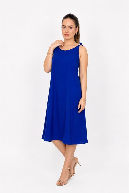 Women's Cobalt Blue Rope Strap Soft Fabric Comfortable Cut Viscose Dress