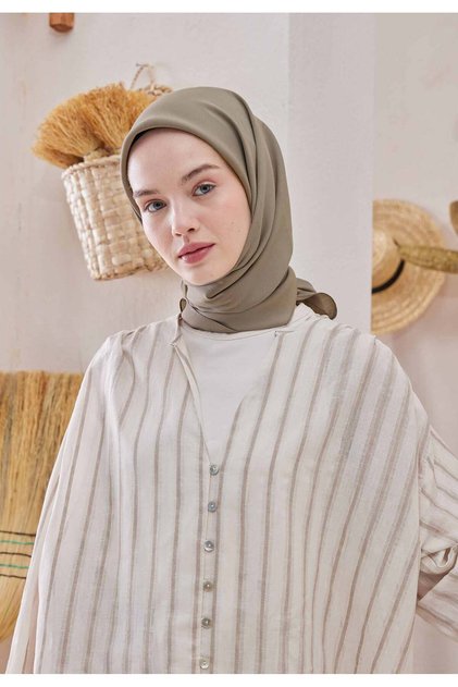 Pamuk İpek Eşarp Naturel Bej