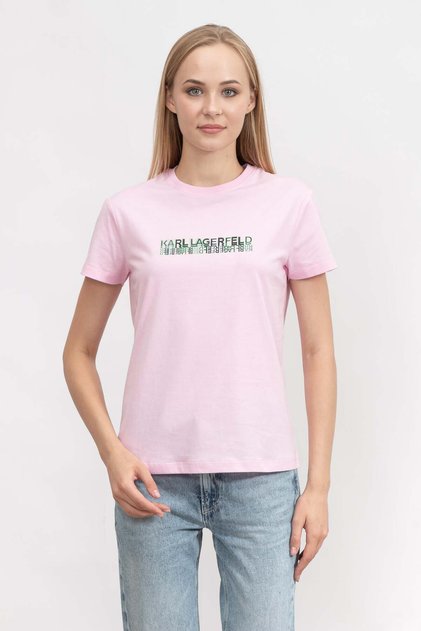 Logo Kadın Bisiklet Yaka T-Shirt Lila