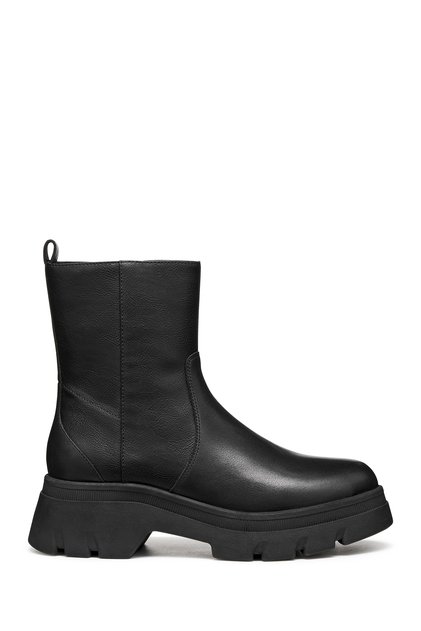 Women's Black D Pluette Zippered Thick Soled Leather Boots D565Mb04654C9999