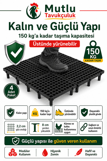 Özdemir Petshop Kümes Kafes Taban Izgara 50×50 1 M2 4 Adet Tavuk