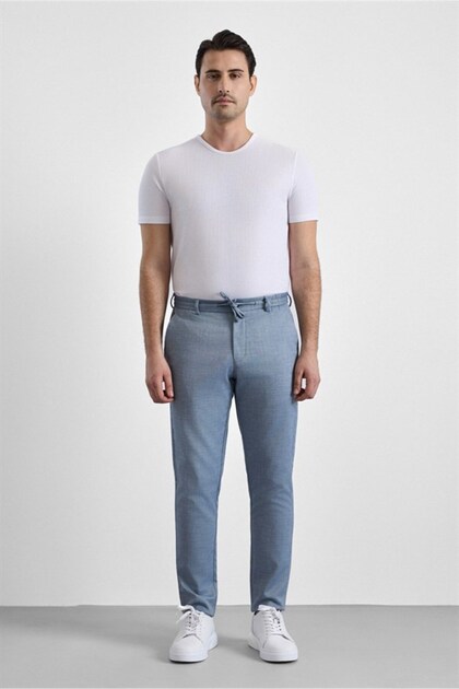 Lacivert Slim Düz Jogger Pantolon