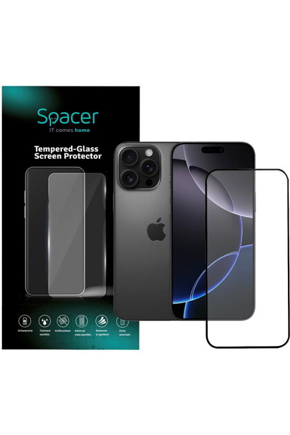FOLIE STICLA pentru Iphone 16 Pro Max, grosime 0.3mm, acoperire totala ecran, strat special anti-ulei si anti-, Tempered Glass, sticla 9D, duritate 9H "SPPG-AP-IP16PM-TG"