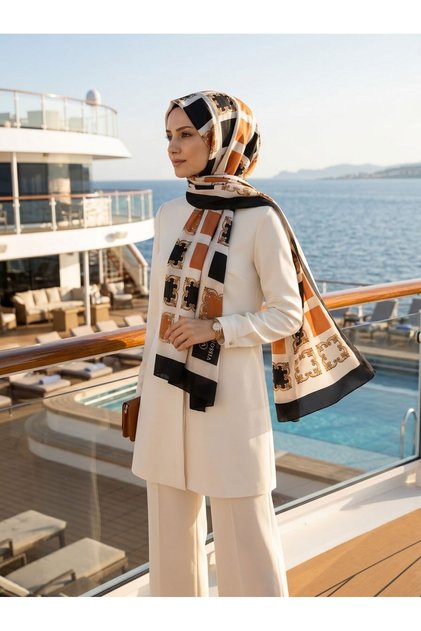 %100 Saf İpek Şal İnce Saten Vual Dokuma Fresh 90x210 Şal