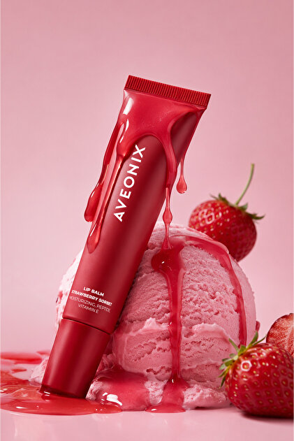 AVEONIX Cam Görünümlü Dudak Parlatıcısı Lip Balm Strawberry Sorbet