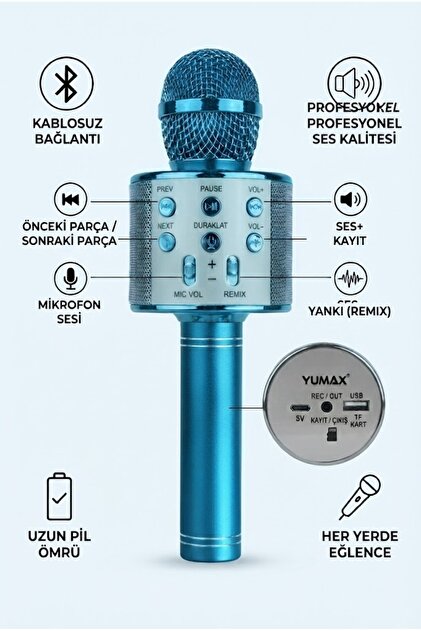 Sunix 800 Mah Kablosuz 5.2 Ledli Taşınabilir Bluetooth Hoparlör