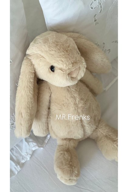 Çocuk Sevimli Tavşan Uyku&Oyun Arkadaşı Peluş Yastık Bej 45 cm