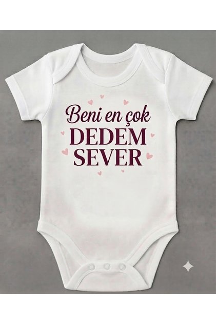 My Grandfather Loves Me the Most Printed Snap Fastener Baby Bodysuit
