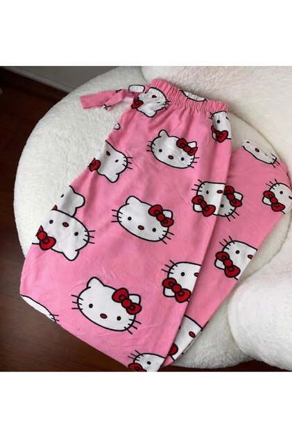 Women's Relaxed Fit Elastic Cotton Hello Kitty Pajama Bottoms
