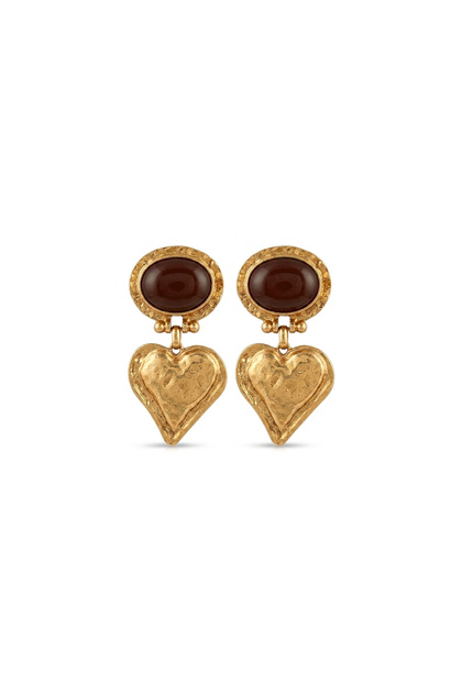 Steel Heart Coffee Earrings