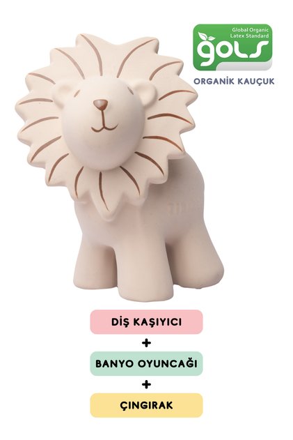 Natural Rubber First Toy - Teether - Bath Toy - Rattle - Lion