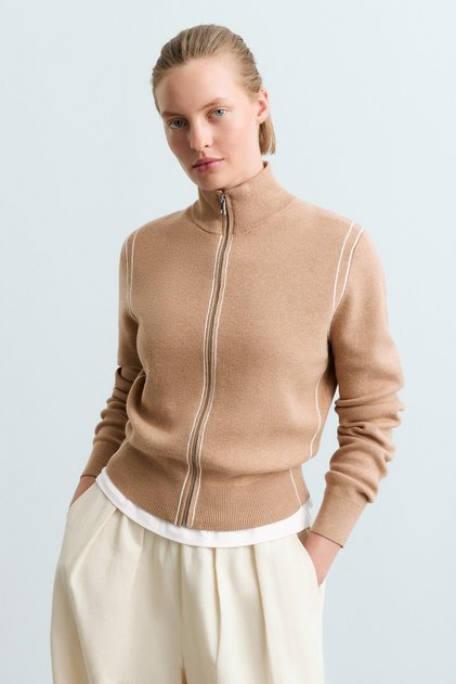Contrast piping knit jacket