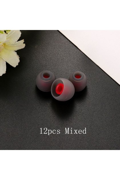 black red Mixed Ivinxy 12pcs Layer Silicone In-Ear Earphone Covers Cap Replacement Earbud Bud Tips E